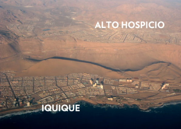 Map of Alto Hospicio and Iquique.